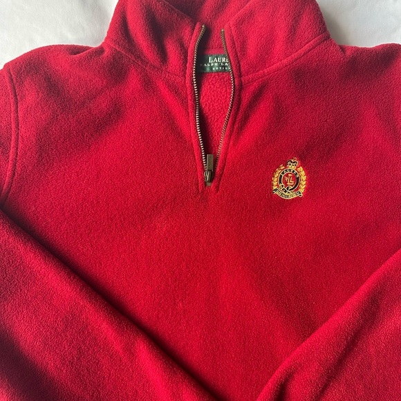VINTAGE Ralph Lauren Zip Pullover 1/4 Zip Fleece Sweater Size‎ Small Petite Red - Picture 3 of 8